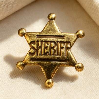 1 Piece/Sheriff Badge, Adults Metal Sheriff Badge, Western Police Vest Badge, Deputy Sheriff Badge, Cow Party Decoration Badge, Metal,Halloween