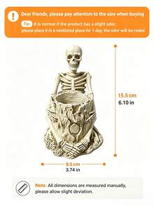 Gothic Skeleton Pen Holder Desk Organizer, Resin Skull Pencil Cup Storage Container, Halloween Horror Decor For Office Home Study Room - New Model - View 6