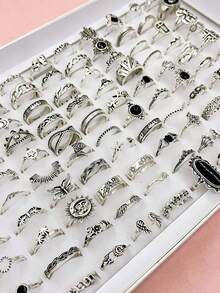 Set Cincin Wanita 20 Buah dengan Berbagai Elemen, Cincin Jari Gaya Campuran Punk Hip-Hop, Aksesori Jari untuk Pesta, Liburan, dan Pemakaian Sehari-hari, Hadiah Perhiasan Fashion, Aneka Pilihan Acak - Cincin punk - View 7