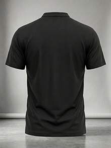 Men's Summer Fashion Henley Collar Short Sleeve T-Shirt, Suitable For Formal Occasions And Daily Social Activities - Black - View 4