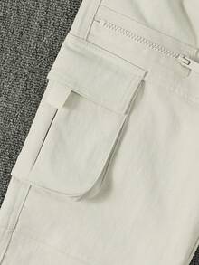 1pc Boys' Street Sports Style Multi-Pocket Double Side Zipper Wide Leg Casual Long Pants - Light Grey - View 6