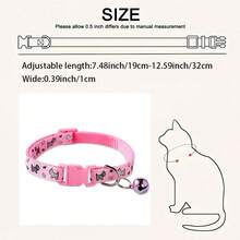 Personalized Soft Cat Adjustable Collar With Bell, Cat Collar, Custom Pet Name Tag, Adjustable Basic Collar, Suitable For Medium And Small Dogs, Cats, Kittens And Puppies, With Buckle - Multicolor - View 2