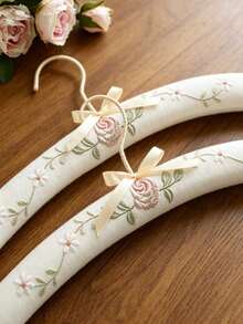 European Style Fabric Covered Clothes Hanger, Non-Slip Mark-Free Hanging Rack For Wedding Dress, Embroidered Sponge Garment Hanger For Clothing Store - Perfect For Wedding Dress And Suits - Wedding Accessories - Wedding Decoration Supplies, Suitable For Suits, Wedding Gifts, Bridal Shower - Multicolor - View 11