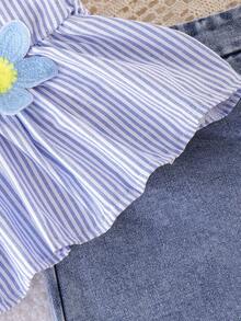 2pcs/Set Young Girl' Casual Floral Decor Camisole And Denim Skirt Outfit, Summer - Multicolor - View 6