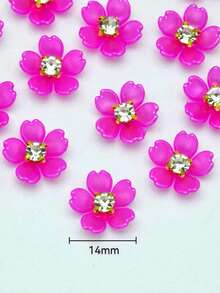 100/50顆/包 14MM 粉色五瓣花圓形亮面水晶水鑽 平底，適用於衣物、包包、鞋子裝飾 - 粉紅色 - 查看 2
