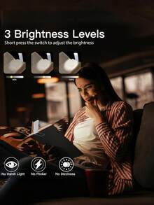 New Foldable USB Rechargeable Reading Light, Eye-Protection Reading/Night Light, Suitable For Night Use, 3 Light Colors, 3 Brightness Levels, White Shell, Includes Book Clip, Portable And Easy To Store - A - View 8