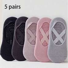 1/3/5/10 Random Assorted Women's Non-Slip Yoga Socks With Cross Strap Pilates Socks - Multicolor - View 14
