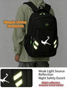 1pc Back To School Personalized Customized Large Capacity Backpack, Casual Minimalist Football Hook Silhouette Print, Zipper Closure Nylon Material, Adjustable Shoulder Straps, Hand-Carry, Suitable For Football Class, School, Commute, Shopping, Daily Outings. Birthday Gift. - Multicolor - View 12