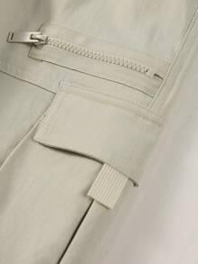 1pc Boys' Street Sports Style Multi-Pocket Double Side Zipper Wide Leg Casual Long Pants - Light Grey - View 5