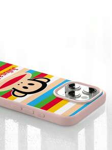 官方授權 Paul Frank 液態矽膠手機殼 全包覆防摔相機保護 卡通大頭猴子彩色條紋字母圖案 新款適用 11/12/13/14/15/16/17 Pro Max 系列手機保護殼 節日禮物 日常通勤 日用防摔高顏值款 - 彩色 - 查看 3