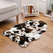 1pc Asymmetrical Faux Cowhide Plush Rug, Nordic Luxury Faux Cowhide Plush Rug, Asymmetric Size, 1-5cm Trimming Error, Decorative Carpet, Bedroom Decor, Small Rug, Carpet, Home Decor, Living Room Carpet, Living Room Small Rug, Bedroom Rug, Living Room Home Decor, Outdoor Rug, Washable Rug, Fleece Rug, Furry Rug, Autumn/Winter Rug, Thick/Plush - Multicolor - View 16