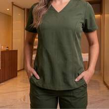 Blusa scrub manga tulipa - Verde Escuro - Visão 4