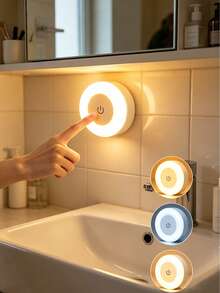 1pc Touch Sensor Night Light, Dimmable LED Bedside Lamp, Touch Mini Stair Light, Cabinet Light, Wireless Mini Cabinet Light, Portable LED Night Light, 3 Color Adjustable, Type-C Charging, Suitable For Hallway, Bedroom, Bathroom, Living Room - White - View 8