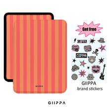 GIIPPA 1件裝橘色條紋 Kindle 保護殼附手提帶，適合書迷的情人節/聖誕節禮物，自動喚醒/睡眠電子閱讀器保護套，相容 Kindle Paperwhite 5/6/7/10/11/12 代、Kindle Colorsoft 1 代、Basic Kindle 8/10/11 代所有 Kids 與 Signature 版本 - 多色10 - 查看 1