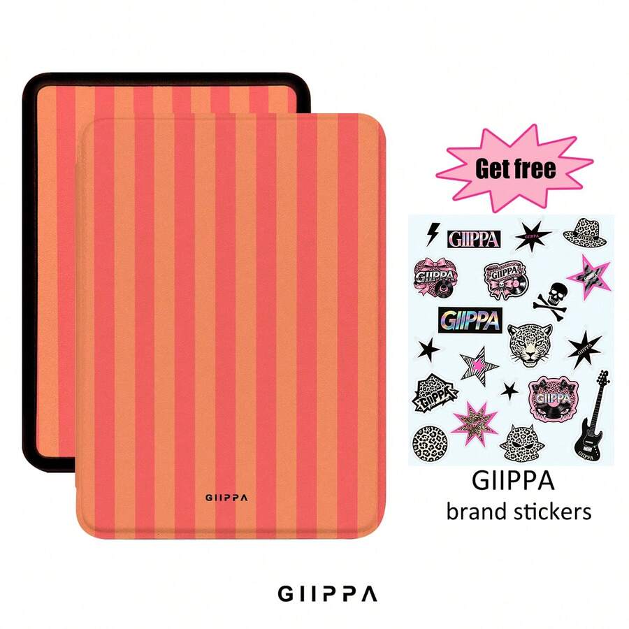 GIIPPA 1件裝橘色條紋 Kindle 保護殼附手提帶,適合書迷的情人節/聖誕節禮物,自動喚醒/睡眠電子閱讀器保護套,相容 Kindle Paperwhite 5/6/7/10/11/12 代、Kindle Colorsoft 1 代、Basic Kindle 8/10/11 代所有 Kids 與 Signature 版本 - 多色10 - 查看 1