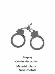 Cosplay Costume Props Police Hat Non-Metal Handcuffs Non-Metal Baton Plastic Material Party Holiday Dress Up Atmosphere - Black - View 9