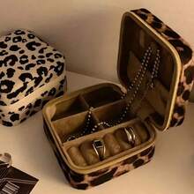 1pc/Leopard Print Jewelry Box, Brand New, Portable, Can Store Jewelry, Compact And Exquisite, Perfect For Storing Earrings, Rings And Necklaces, Also An Essential For Travel, Suitable For Taking Party Photos And Attending Festival Events - Jewelry Box - View 2