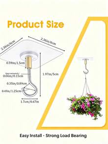 Ganchos adhesivos resistentes para techo, ganchos de acero multifuncionales montados en la pared para colgar plantas, cestas, linternas, adecuados para la decoración del jardín - transparente - Ver 8