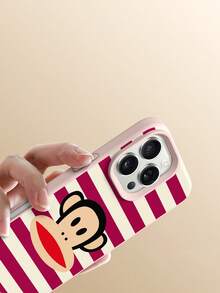 官方授權 Paul Frank 液態矽膠手機殼，全方位防摔保護鏡頭，卡通猴子條紋字母圖案，新款適用於 iPhone 11/12/13/14/15/16/17 Pro Max 系列手機保護殼，節日禮物，日常通勤，日常防摔高吸引力設計 - 彩色 - 查看 5