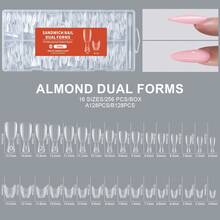 256pcs Transparent Almond-Shaped Dual-Mold Nail Extension Tips, Double-Layered Flexible Reusable Nail Extension Templates In 16 Sizes, Suitable For Professional Nail Salons, Home DIY Manicure, Daily Wear, For Nail Artists And Beginners To Create Y2K Nails - Clear - View 9