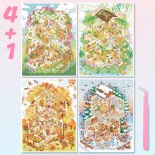 3pcs PET Stickers + 1pc Scene Card + 1pc Effect Image/Pack, Size 28*21cm, Miniature Scene Stickers, 4 Styles Available, Art And Craft Stickers, 3D Landscape Stickers DIY Handmade Stickers Collage - A - View 14