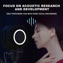 Microphone Windscreen And Pop Filter, Includes Microphone Stand And Phone Holder, Recording Sound Isolation Cover, Large Microphone Spherical Foam Windscreen, Indoor And Outdoor Recording Studio Equipment - Black - View 3