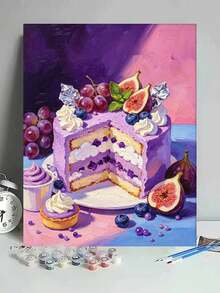 Bộ tranh kỹ thuật số tự làm hình bánh tart việt quất với hoa oải hương và hoa cúc, kích thước 40x50cm/16x20 inch, quà tặng ngày lễ. - 40*50 cm - Xem 14
