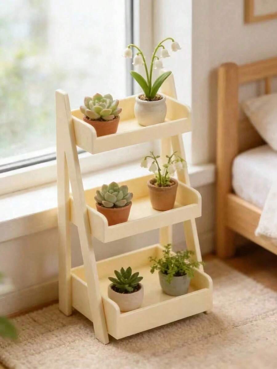 3-Tier DIY Mini Dollhouse Display & Storage Rack, Multi-Scene Desktop Display Stand, Suitable For Mini Figures And Mini Snacks, Ideal Photography Prop And Personalized Gift, Bedroom, Kitchen, Bathroom, Living Room, Beach And Small Shop Layout Decoration - New Model - View 1