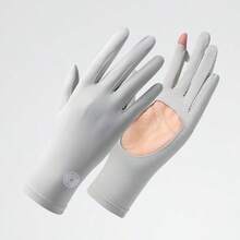 1 Pair Women's Summer Sun Protection Gloves, Anti-Slip Hollow Palm, UV Protection, Touchscreen Compatible, Breathable For Outdoor Sports, Driving And Cycling - A - View 9