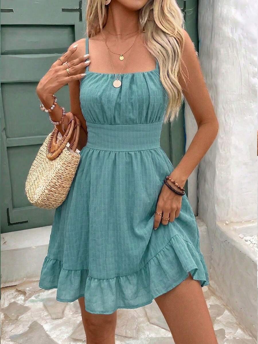 Women Short Dresses - 灰藍色 - 查看 1