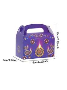 4pcs Diwali Handheld Gift Box Set, Diwali Party Handheld Storage Box, Diwali Guest Gift Packaging Box, Diwali Commemorative Gift Box, Diwali Banquet Packaging Box, Diwali Decorations, Diwali Atmosphere Creation Supplies, Diwali Packaging Supplies - Multicolor - View 9