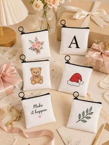 1/10/20/30/50 piezas Bolsas personalizadas a medida, bolsas de almacenamiento de monedas con patrón personalizado, bolsas de maquillaje de lona con impresión de fotos personalizables y bolsas de almacenamiento de viaje mini - Multicolor - Ver 4