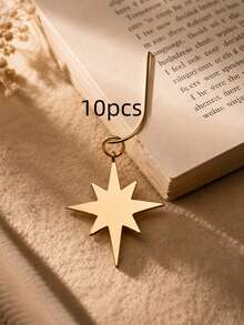 2pcs/10pcs Gold Sunflower Paper Clips Bookmarks, Large Metal Octagonal Star Paper Clips Student Book Markers Accessories, Mother's Day, Bookworm, Girlfriend, Friend's Graduation Gift, Teacher's Day, Thanksgiving Gift, Cute Bookmark Gift, Book Lover's Bookmark - Rectangle - View 11