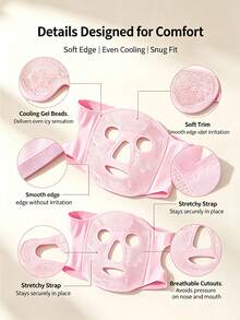 2pcs Pink Cold Compress Gel Bead Eye Mask & Face Mask Set, Pink Series Ice Compress For Skin De-Puffing And Redness Relief, Soothing Facial Fatigue, Beauty Tool Facial Care 2-Piece Gift Set - Pink - View 3