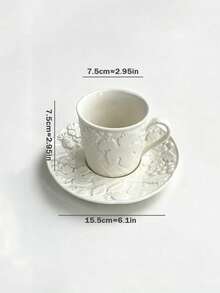1 Set Pastoral Grape Vine Ceramic Cup And Saucer, Afternoon Tea Coffee Cup And Saucer, Breakfast Milk Cup - Multicolor - View 9