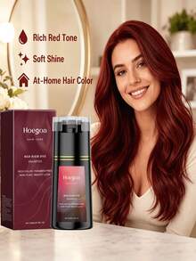 EELHOE 200ml Red Hair Dye Shampoo,3-In-1 Hair Coloring Shampoo,Semi Permanent Hair Color Shampoo,Covers Gray Hair,Cleansing & Nourishing Care,Easy To Use For Women & Men,Festival/ Party/Concert/ Carnival/Back To School Hair Products,Travel Essential - 紅色 - 查看 4
