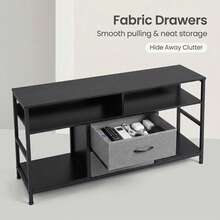 Modern TV Stand With Storage Drawers, Industrial Entertainment Center Console Table With Open Shelves For Living Room - Dark Grey - View 5