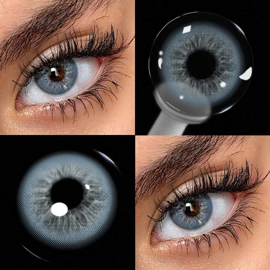 Lalens Unspoken-Blue 漸層圓形彩色隱形眼鏡 1 對，彩妝隱形眼鏡，年戴，DIA 14.20MM BC 8.6MM，批發，無縫瞳孔融合，適合淺色與深色眼睛的自然融合色調，適合中東穆斯林女性，日常妝容