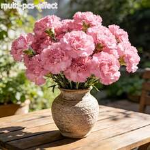 20PCS Artificial Carnations Flowers, Fake Plants, Mother's Day Valentine's Day Silk Carnations, Suitable For Wedding Centerpiece Decoration, Bridal Shower, Table Decor, Home Party, Birthday Decoration, Realistic Carnations, Artificial Flower Stems, Silk Artificial Flowers, Funeral Arrangement, Wedding Bouquet, Cemetery Wreath, DIY Crafts - Pink - View 7