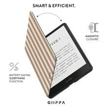 GIIPPA 1pc Brown Striped Kindle Case With Hand Strap, Perfect Valentine's/Christmas Gift For Book Lovers, Auto Wake/Sleep Protective E-Reader Cover Compatible With Kindle Paperwhite 5/6/7/10/11/12 Gen, Kindle Colorsoft 1st Gen, Basic Kindle 8/10/11 Gen All Kids & Signature Editions, - Multicolor 11 - View 4