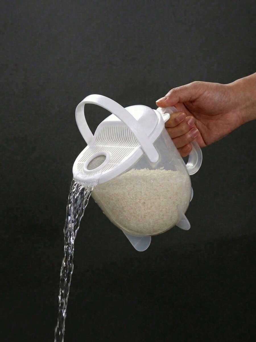 1 pieza Lavador de arroz multifuncional, adecuado para 1-2 porciones, lava arroz, frutas y verduras sin tocar el agua, colador y tamiz de PP transparente desmontable, herramienta de cocina gruesa y duradera, esencial para la cocina diaria, fácil de limpiar