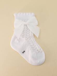 4 Pairs Girls Breathable Bow Princess Style Cute Baby Socks For Daily Use - Multicolor - View 7