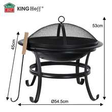 Garden Fire Pit, With Poker, Grill, Campfire, 54.5cm - A - View 9