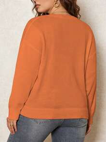 ASHKATIA Women's Plus Size Halloween Sweater, Crew Neck Pullover Long Sleeve - Multicolor - View 3