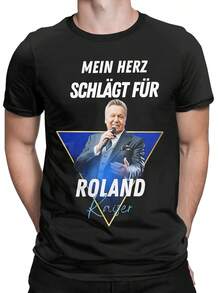NUEVAS Camisetas para Hombre 2026 Rol y Ka iser Merch |   100%, Manga Corta, Cuello Redondo, Regalos Estampados para el Día de San Valentín, Estilo Casual, Para Todas las Temporadas - Negro - Ver 1
