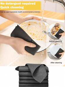 1/5/10pcs Magic Glass Cleaning Cloth, Streak-Free Microfiber Towel, Suitable For Windows And Mirrors, Thickened Multi-Purpose Rag, Suitable For Kitchen Cookware, Spatula, Car, Lint-Free Absorbent Cleaning Cloth, Home Kitchen Car Glass, Reusable Durable Cleaning Cloth, Home Essential - A - View 6