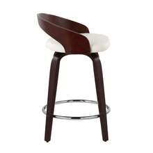 Mid-Century Modern Counter Stool With Swivel In Cherry With White Faux Leather  - Set Of 2-XY582106 - 1 - View 3