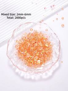 2mm-6mm Tamaño Mixto 2000 piezas/Paquete Strass de Resina Redondo con Parte Plana, Gemas de Color Caramelo Transparente AB con Brillo, Pegatinas de Diamante DIY, Cuentas Adhesivas para Ropa, Bolsas, Zapatos, Tazas, Botellas, Vasos de Agua, Teléfonos, Accesorios DIY - Color mixto 020 - Ver 21