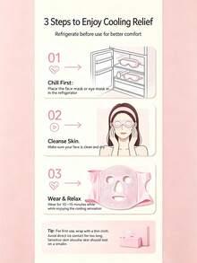 2pcs Pink Cold Compress Gel Bead Eye Mask & Face Mask Set, Pink Series Ice Compress For Skin De-Puffing And Redness Relief, Soothing Facial Fatigue, Beauty Tool Facial Care 2-Piece Gift Set - Pink - View 4