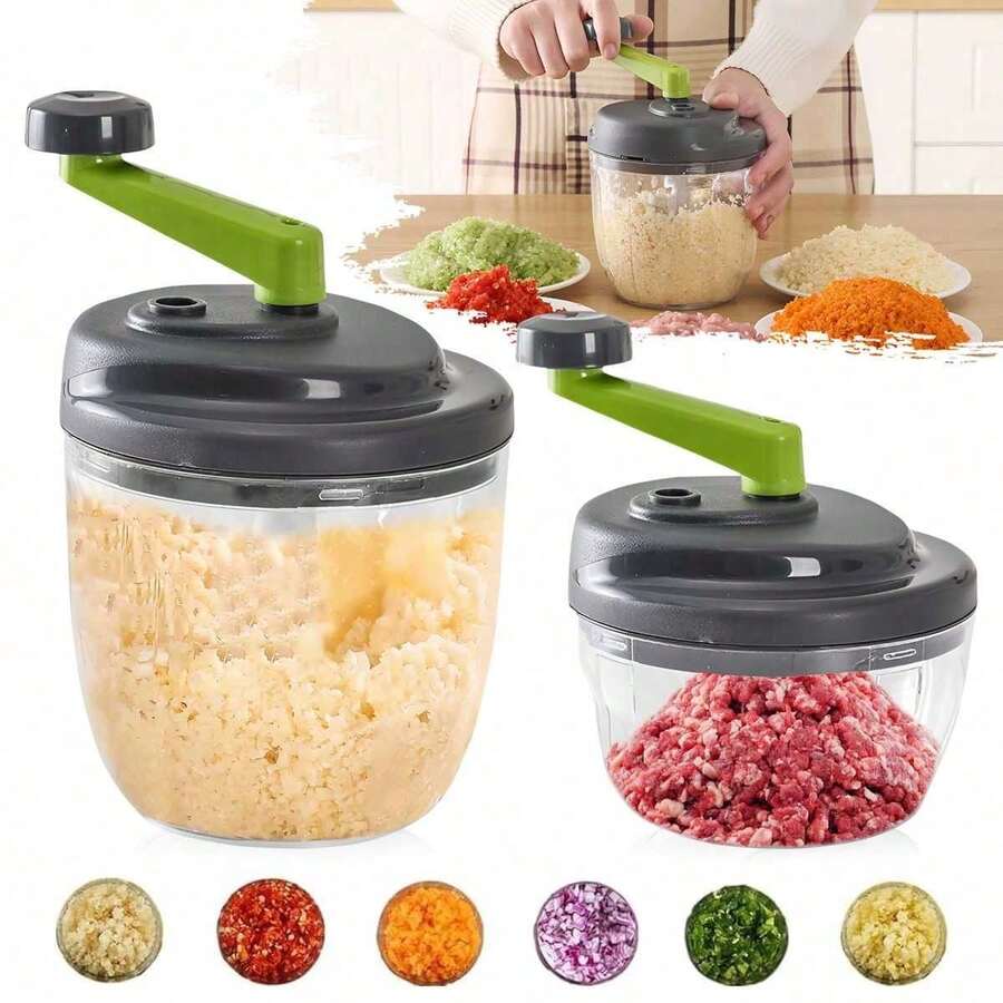 Alat Pemotong Sayuran Manual, Penggiling Daging, Penghancur Bawang Putih Multifungsi, Pencincang Bawang Putih, Pembuat Puree Bawang Putih, Pemotong Sayuran, Pengolah Makanan Bayi - Grey - View 1